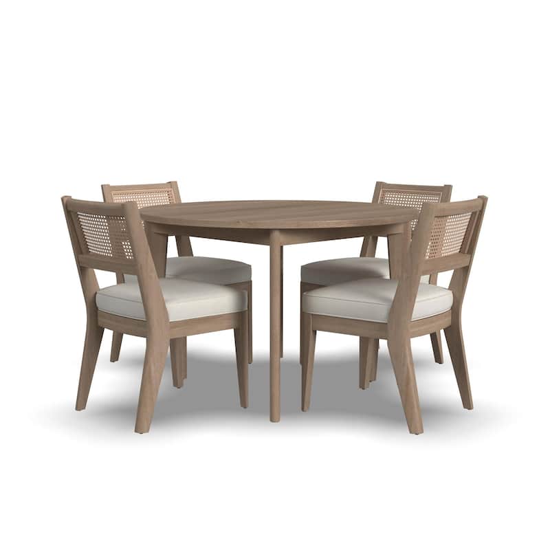 Brentwood 5-Piece Brown Wood Round Table and Cane Back Chair Dining Set - 47" x 30" x 47"
