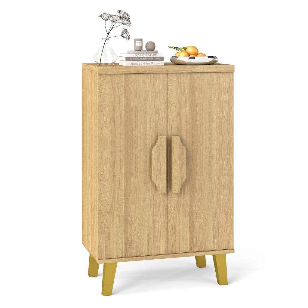 Gymax Buffet Cabinet Storage Cabinet w/ Double Doors & 3 Detachable