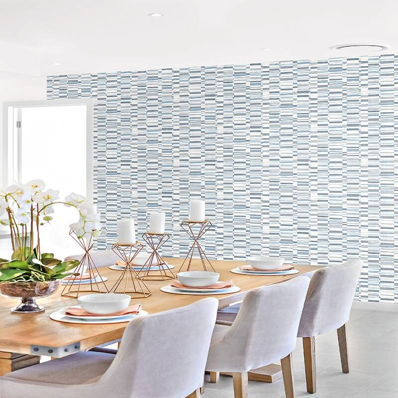 A-Street Prints Fresnaye Blue Linen Stripe Wallpaper