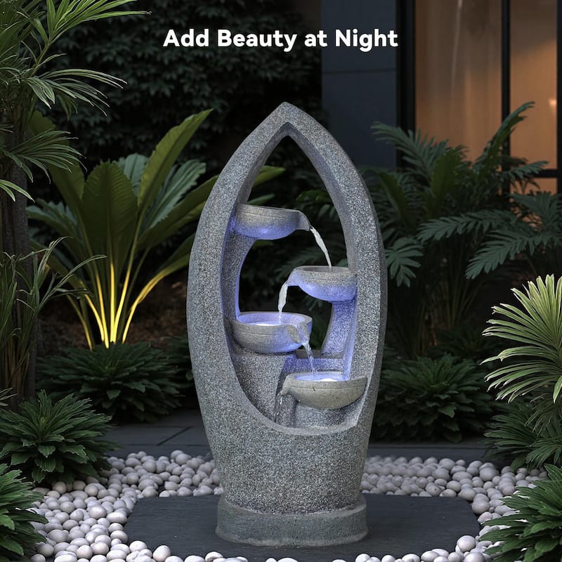 Outdoor Fountain 5-Tier Weather Resistant Outdoor Floor Waterfall Fountain