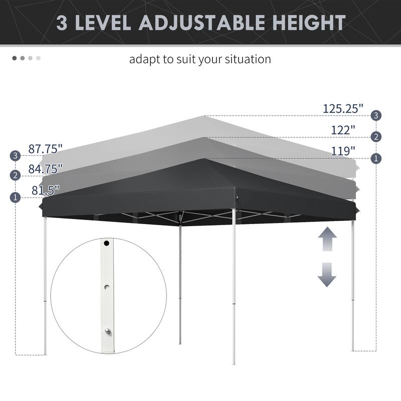 Outsunny 13' x 13' Pop Up Canopy Tent, Instant Sun Shelter, Tents for Parties, Height Adjustable, with Wheeled Carry Bag for