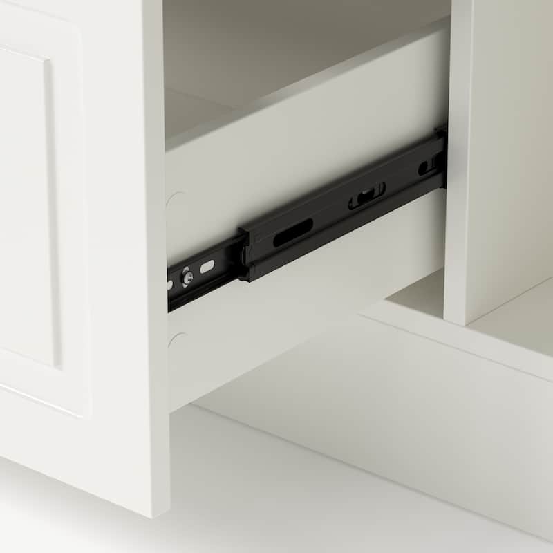 78.7" Kitchen Island with Faux Stone Top & Power Outlet Storage Cabinet with Drawers & Doors, Farmhouse White Kitchen Island