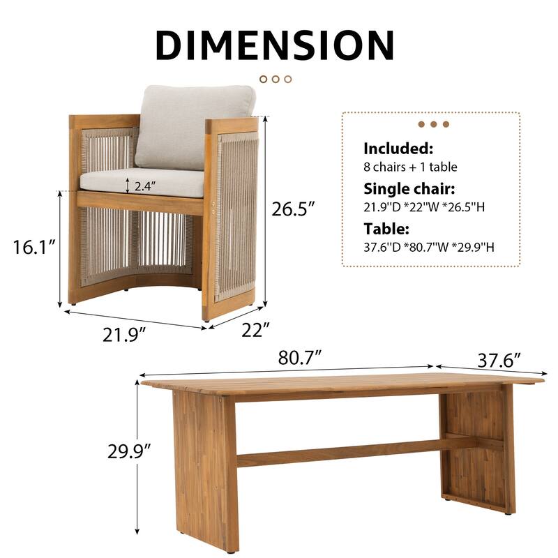 Outdoor 7-Piece Solid Wood Dining Set