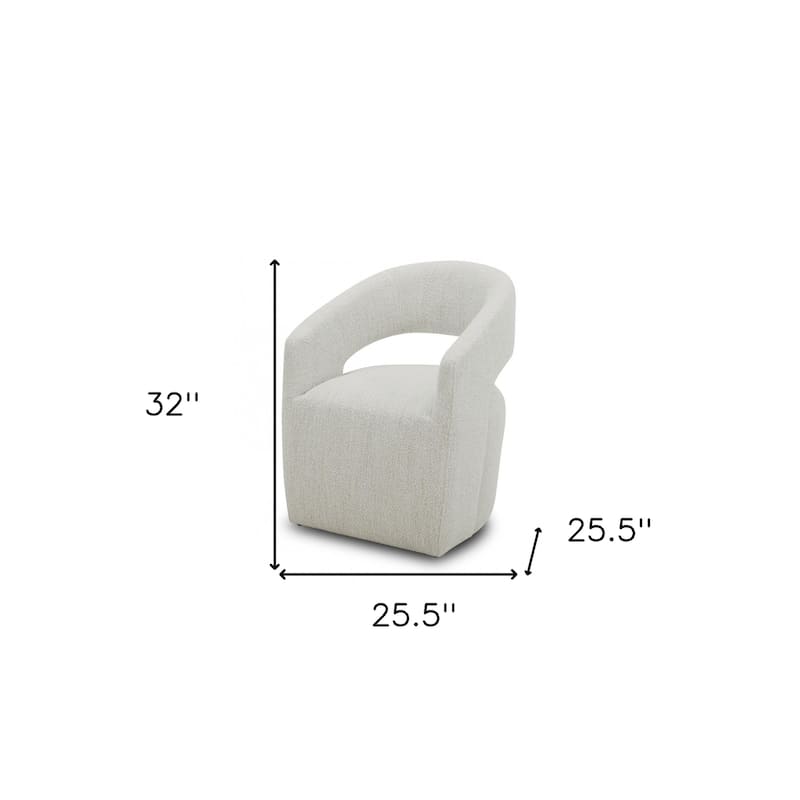 HomeRoots 26" Cream Textured Polyester Modern Arm Chair - 27