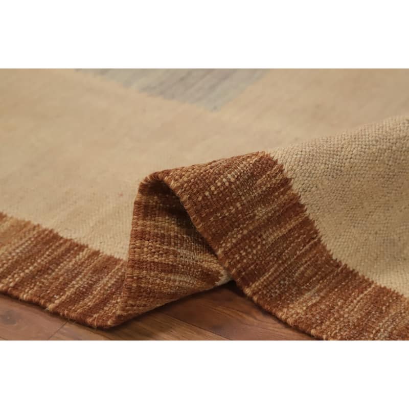 Hand Woven Oriental 100% Wool Carpet Southwestern Modern Brown Kilim Area Rug - 10' 1'' X 8' 3''