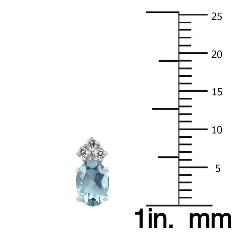 Marquee 14K White Gold 5x3MM Oval Aquamarine and Diamond Earrings