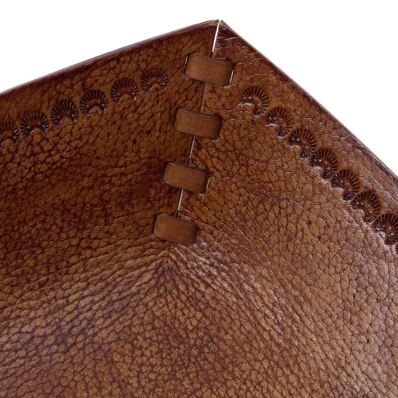 Handmade Andean Fleur-de-Lis Leather catchall (Peru)