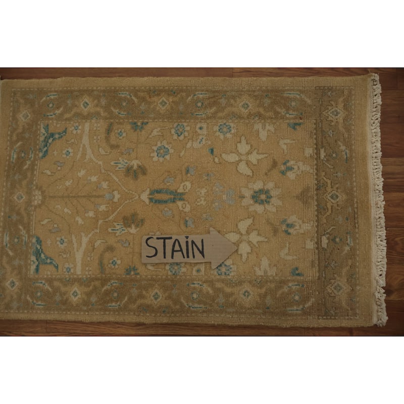 Hand Knotted Oriental 100% Wool Carpet Traditional All-Over Brown Ziegler Area Rug - 2' 11'' X 1' 11''