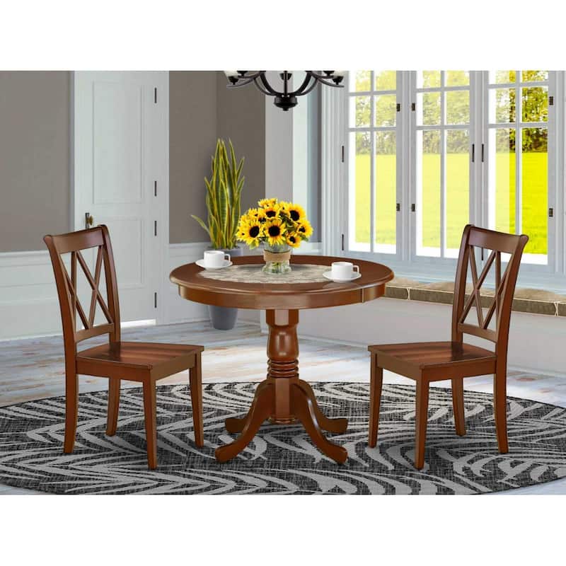 Medieval Dinette Set - 3 Piece Antique Table & Chairs - 36 Inch Round Table for Small Spaces