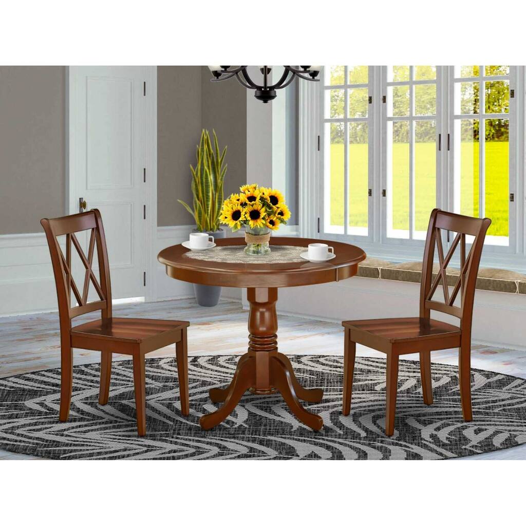 Medieval Dinette Set - 3 Piece Antique Table & Chairs - 36 Inch Round Table for Small Spaces
