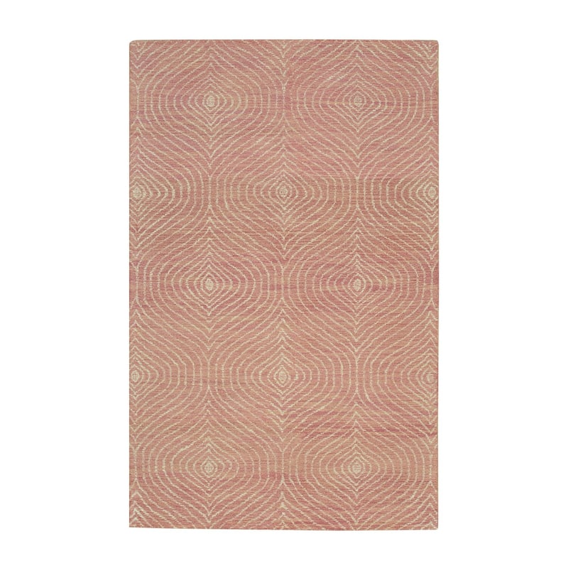 Pink Hand-Tufted Wool Rug, 5' x 8', Soft Elegant Floor Accent - L