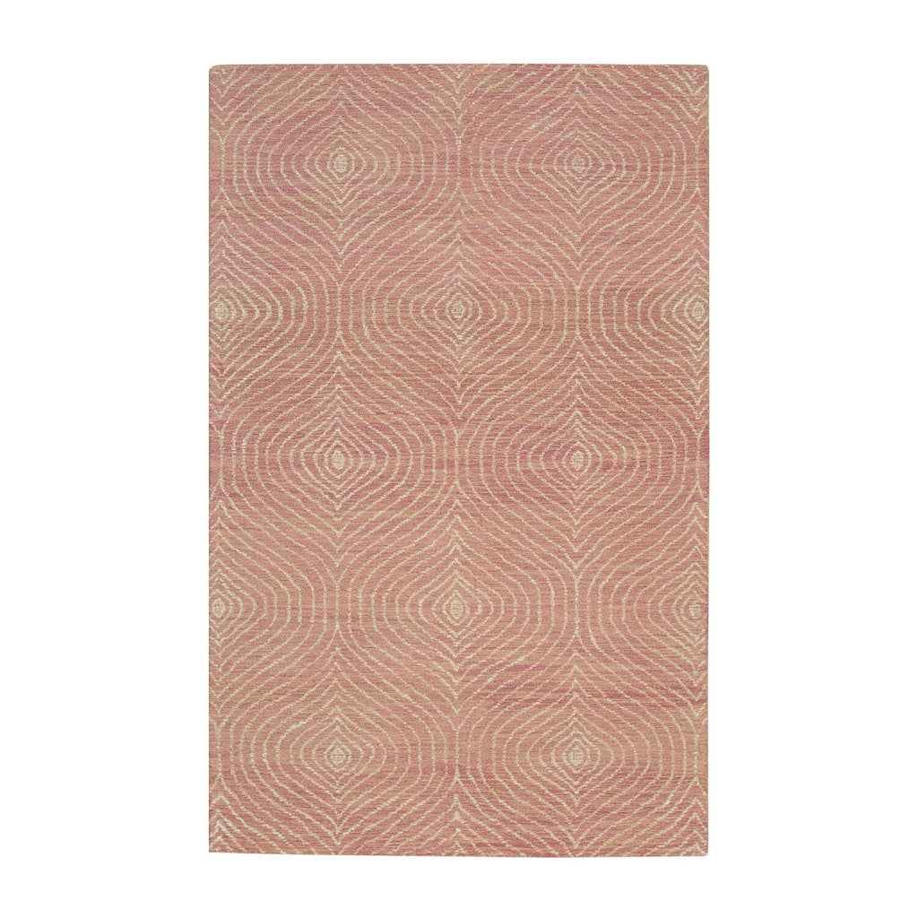 Pink Hand-Tufted Wool Rug, 5' x 8', Soft Elegant Floor Accent - L