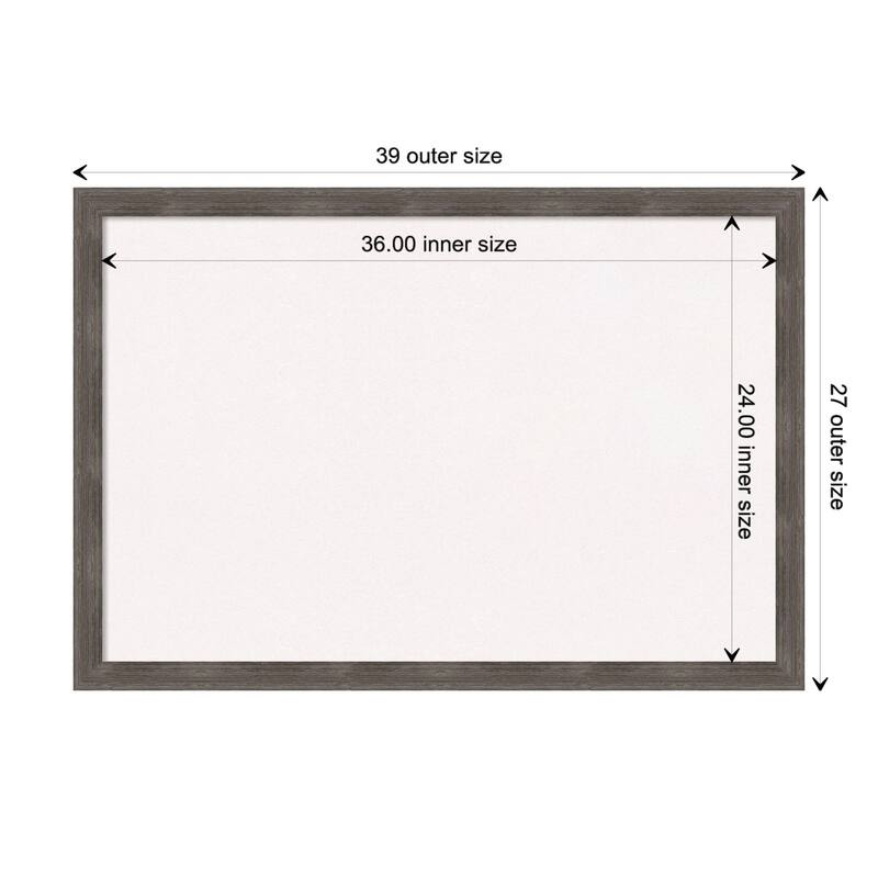 Pinstripe Lead Grey Wood Framed White Corkboard Bulletin Board - Board Size 36x24