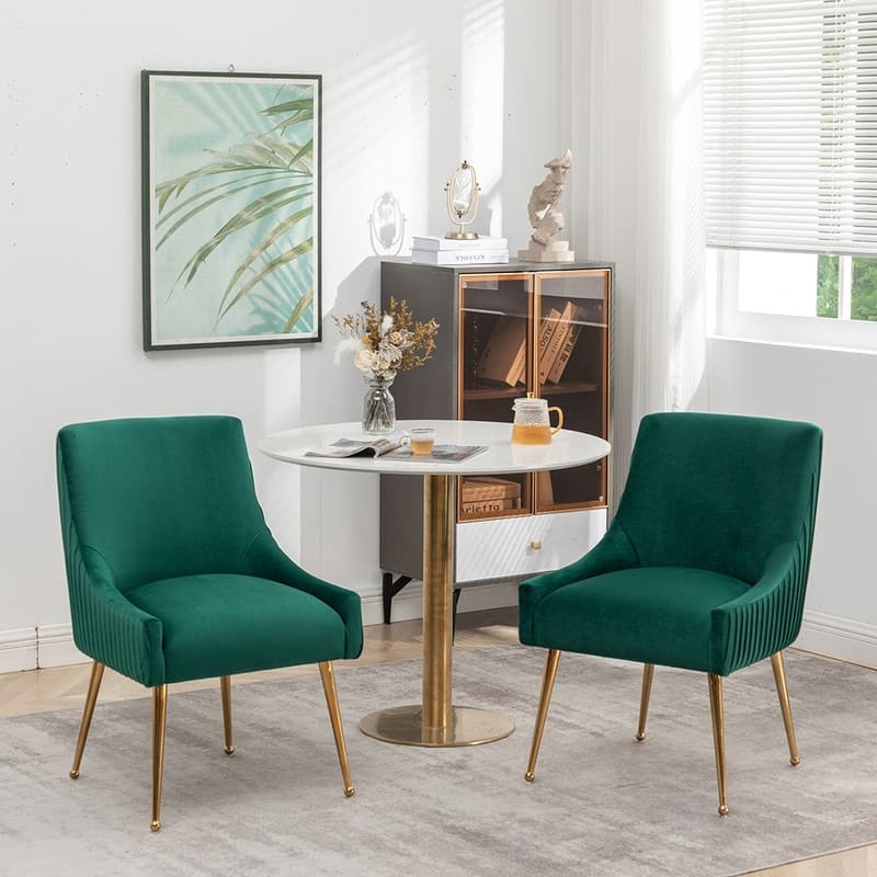 SEYNAR Modern Glam Velvet Dining Chair Set of 8 for Dining Room, Tufted Vanity Chair for Living Room (no table)