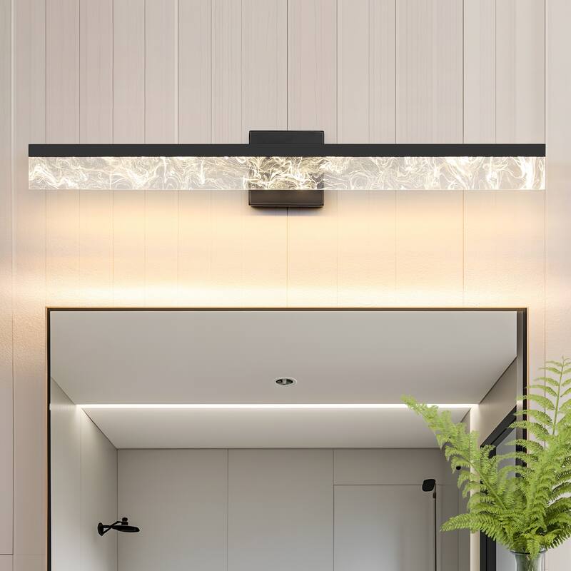 LED Bathroom Vanity Light 24/32/39 inch Dimmable Metal Wall Sconce - Black/Warm White Light - 32-Inch - Black