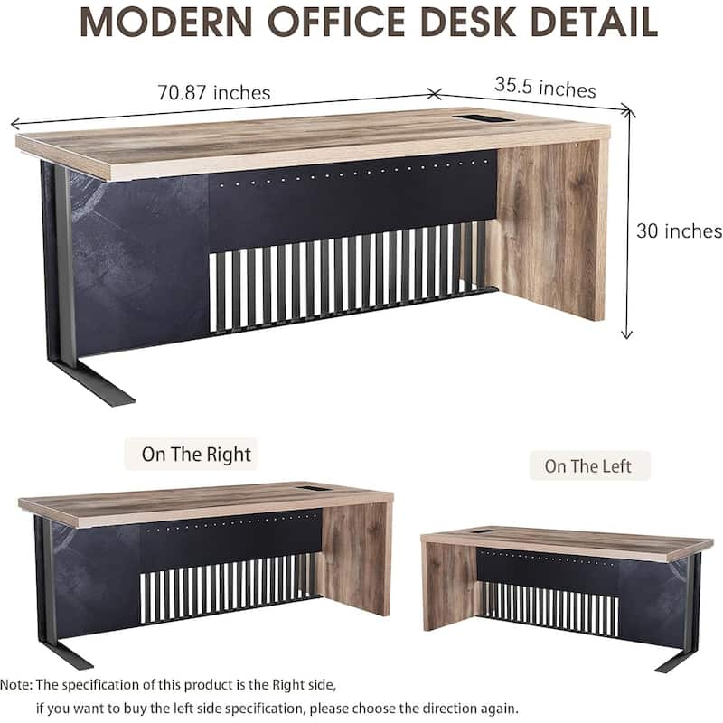 WESOME Modern Executive Office Desk Computer Bussiness Desk with Cable Management