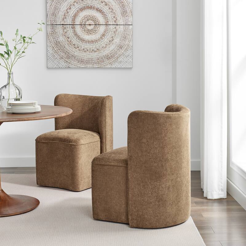 NPD Furniture Morraine Chenille Dining Chair with Casters - Millburry Brown