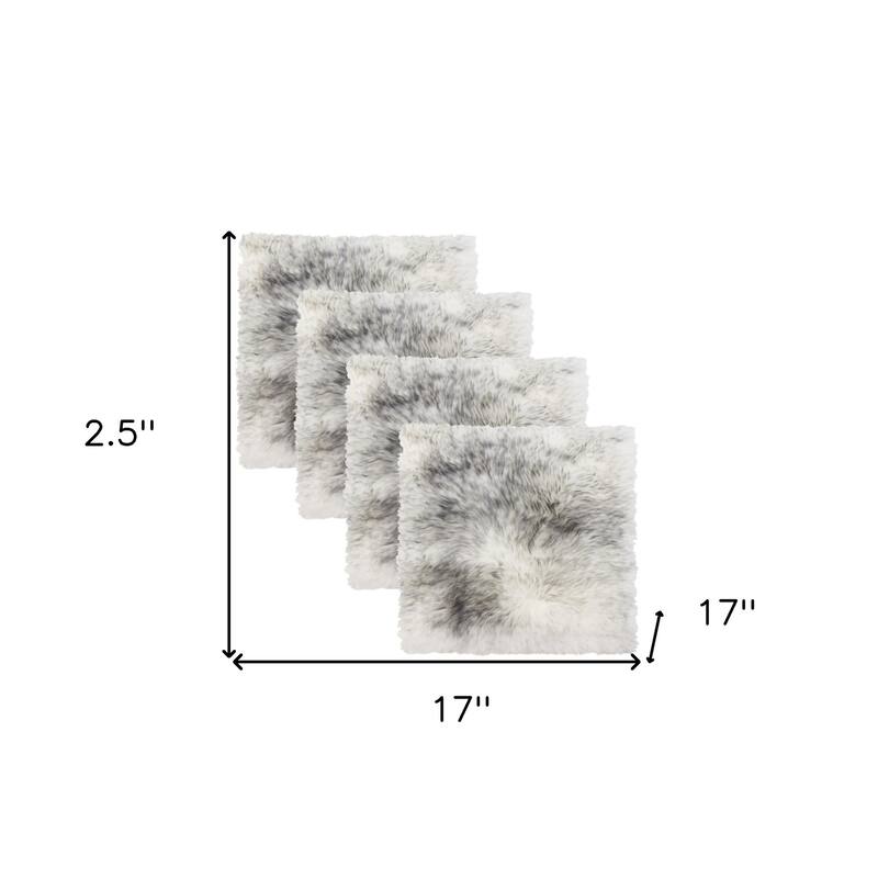 HomeRoots Set Of Four 17" X 17" Gradient Grey Wool Chair Pads - 17