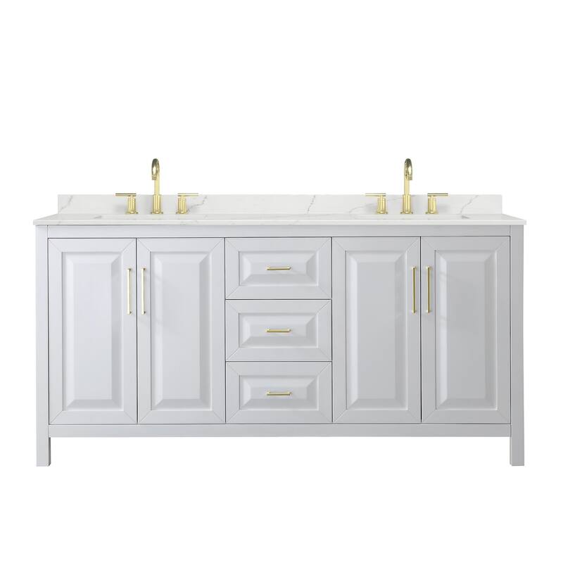 Daria 72-inch Double Vanity, 3 Hole Quartz Top