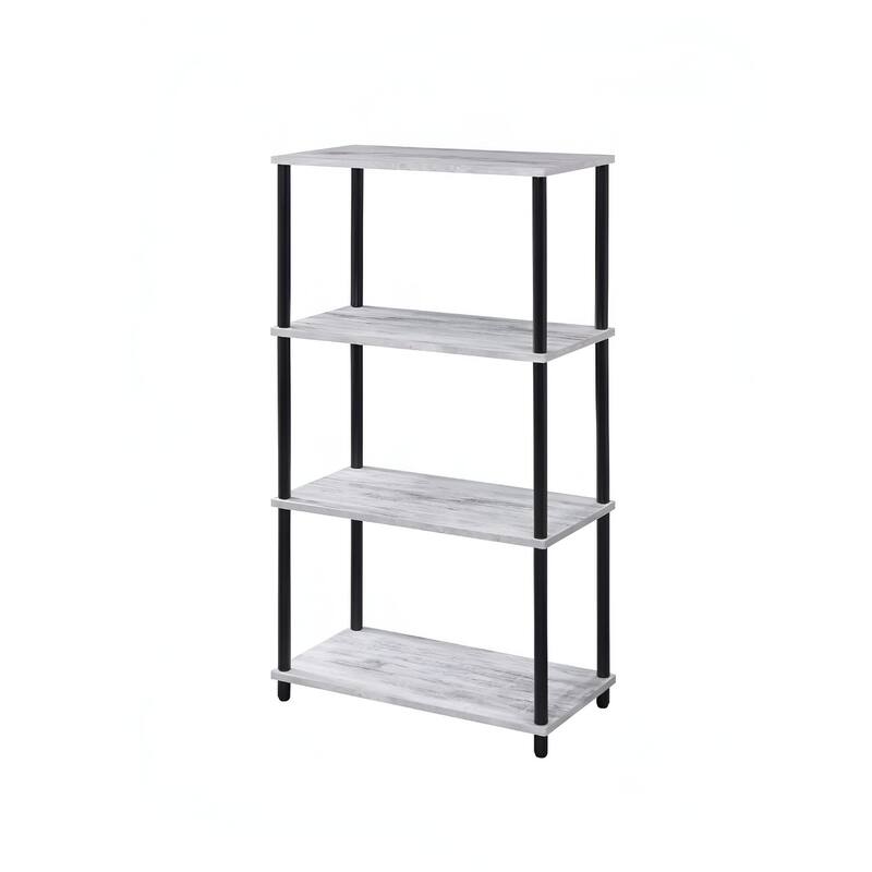 HomeRoots 44" Antiqued White And Black Distressed Metal and Wood Four Tier Etagere Bookcase