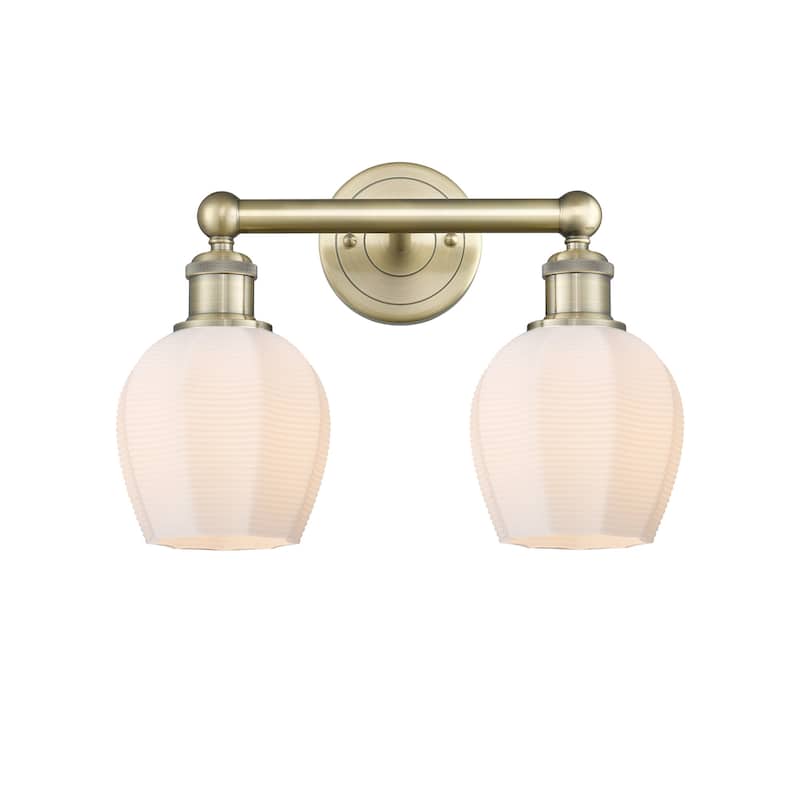 Innovations Lighting 616-2W-11-15 Norfolk Vanity Norfolk 2 Light 15" - Antique Brass / Matte White