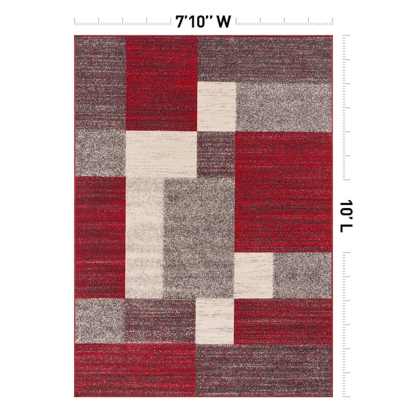 World Rug Gallery Modern Boxes Design Non-slip (Non-skid) Area Rug