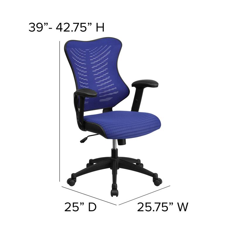 High-Back Mesh Swivel Office Chair with Padded Armrests