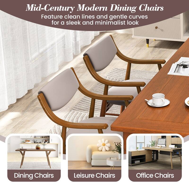 Gymax Set Of 4 PU Leather/Velvet Dining Chair w/ Padded Seat & Back