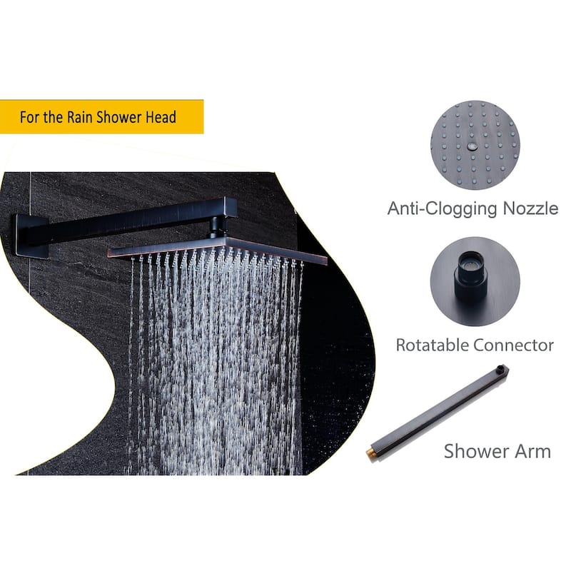 Shower Faucet System Combo Kit with Head in Bronze(Valve Included)