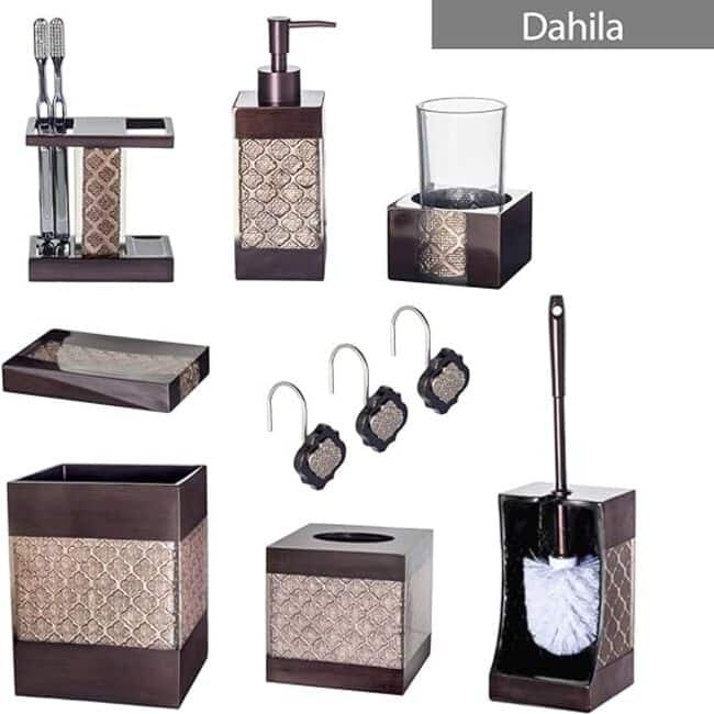 Creative Scents Dahlia Brown Shower Curtain Hooks - Set of 12