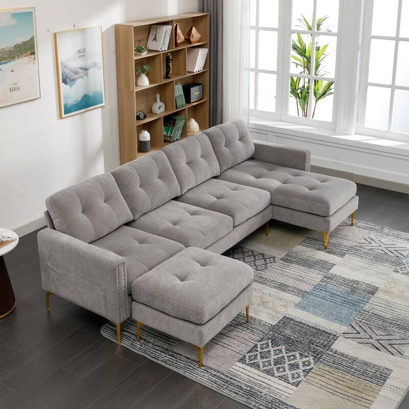 110" L-Shape Convertible Sectional Sofa Couch