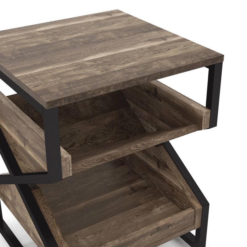 DH BASIC Industrial 17-inch Metal 1-Open Shelf End Table by Denhour