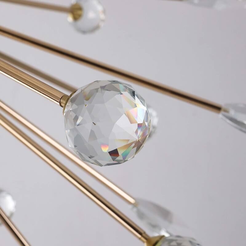 9/12-Light Modern Sputnik Sphere Starburst Crystal Chandelier Semi-Sphere Globe Pendant Light