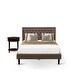 preview thumbnail 32 of 42, 2 Piece Bed Set -Bed with Brown Linen Fabric Button Tufted Headboard - 1 Night Stand (Bed Size Options)