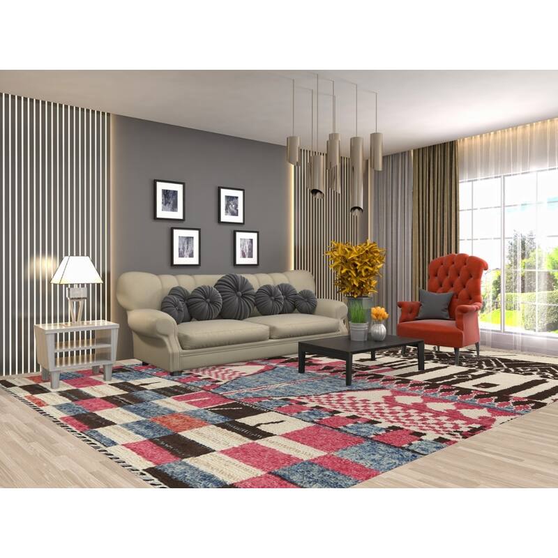 Tribal Geometric Oriental Moroccan Wool Area Rug Hand-knotted Carpet - 9'0" x 13'0"