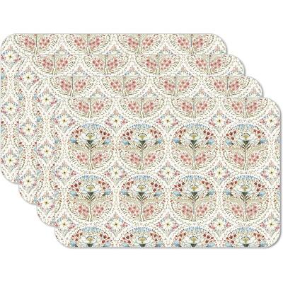 Countryside Repeat 4 Pack Reversible Easy Care Flexible Plastic Placemats Made in The USA BPA Free Easily Wipes Clean