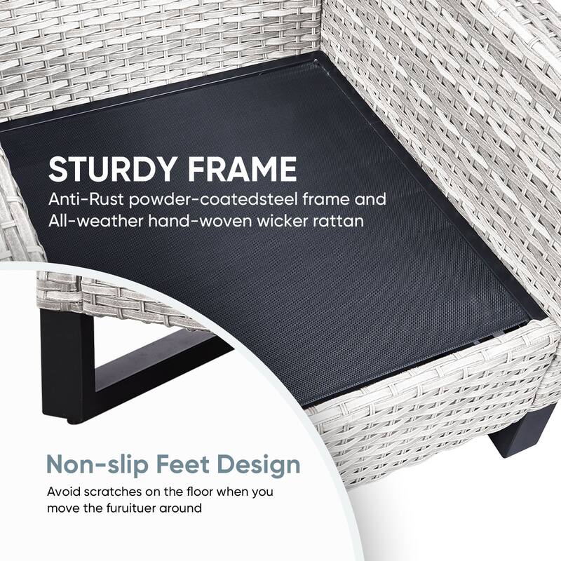 Patio PE Wicker Chair with Cushion Set of 2