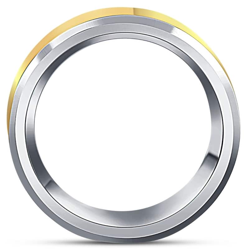 Men's Polished Tungsten & Gold Plated Two Tone 8mm Ring Wedding Band