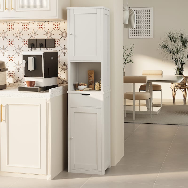 Bathroom Storage Cabinet with Adjustable Shelves - Multifunctional Waterproof Organizer - N/A