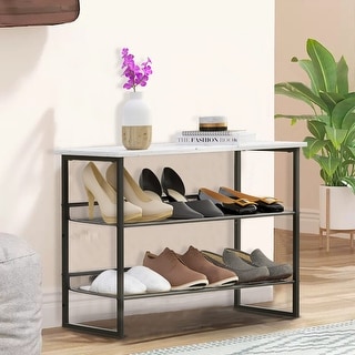 Shoe Rack Marbel 3 Tiers White Marble Shoe Rack,Freestanding Organizer Multi-Purpose ...