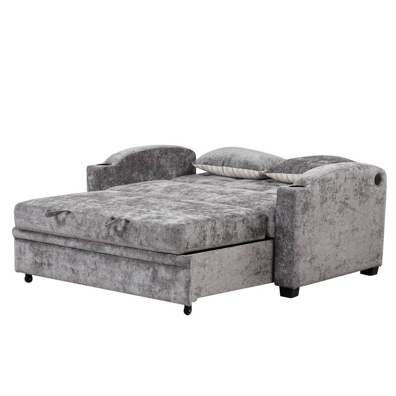 Versatile 3-in-1 Pull Out Sofa Bed with Adjustable Backrest, Loveseat Couch Bed Sofa Bed with Reclining Back