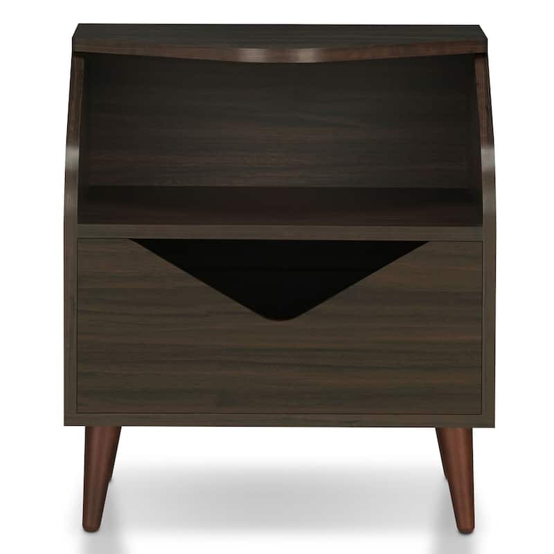 DH BASIC Mid-century Modern 20-inch 1-Shelf and 1-Drawer End Table by Denhour