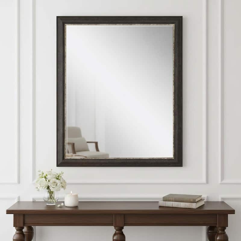 HomeRoots 33" Dark Brown Framed Accent Mirror - 27.00 in. x 33.00 in. x 2.00 in. - 27.00 in. x 33.00 in.  x 2.00 in.