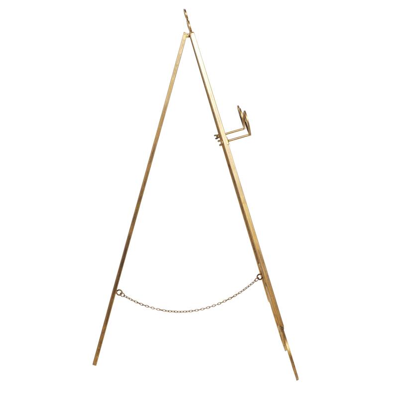 Metal Scroll Large Adjustable 3 Tier Easel with Chain Support - Gold or Gray - Roche River Decor