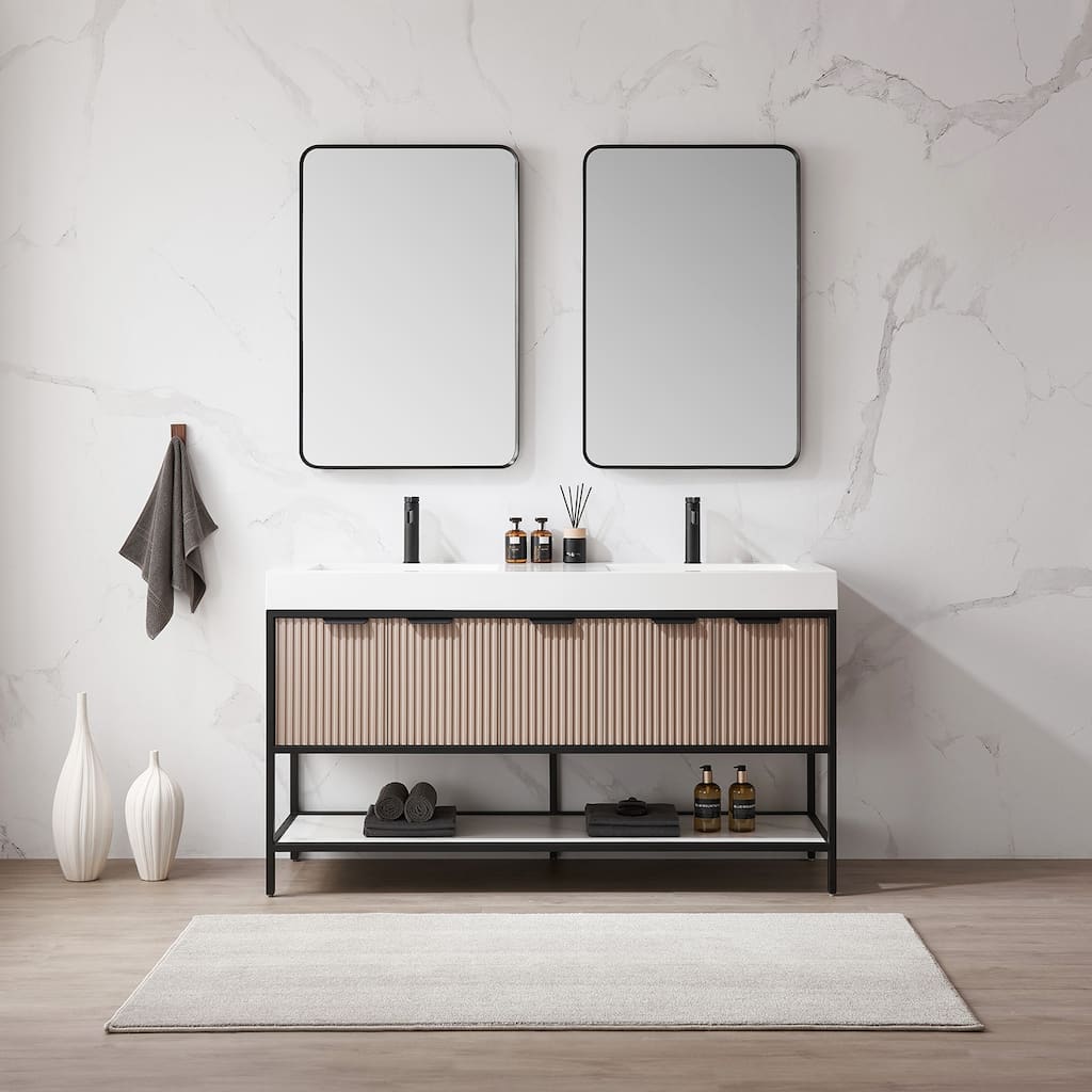 Marcilla 60 in. Double Sink Bath Vanity with Stone Sink Top