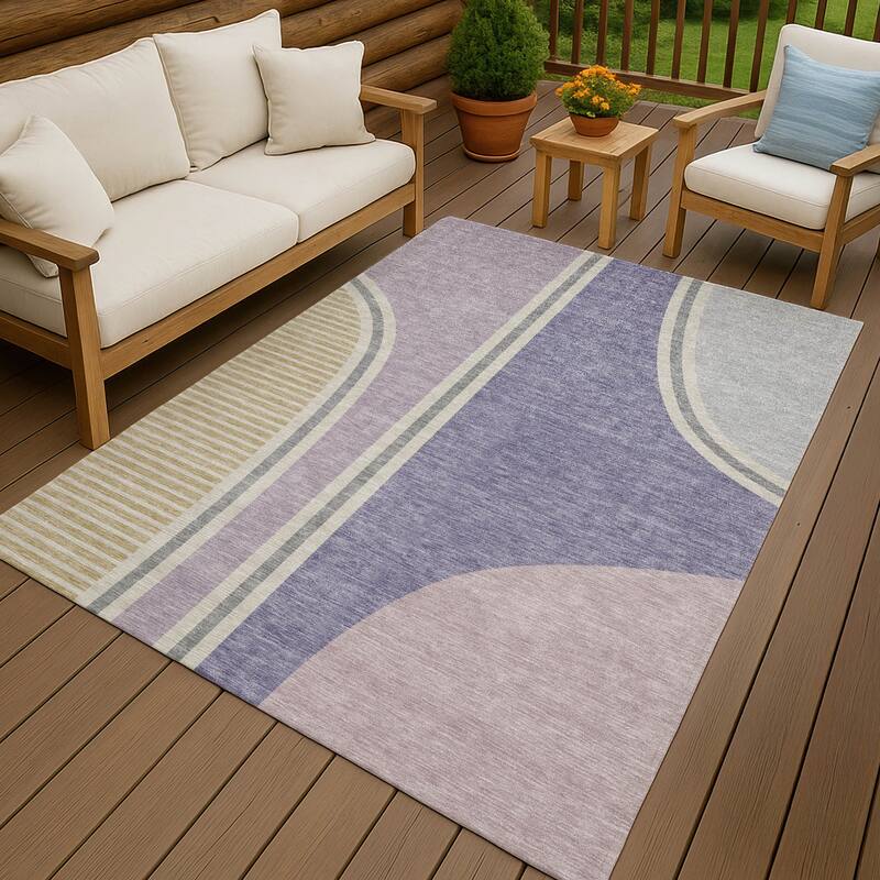 Machine Washable Indoor/ Outdoor Contemporary Keely Chantille Rug