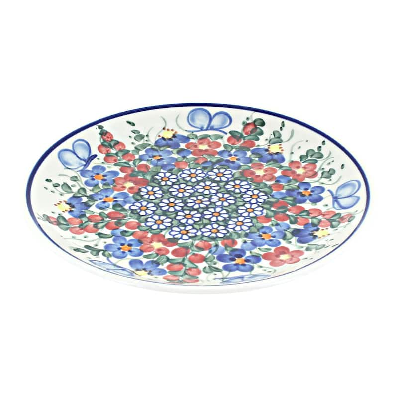 Blue Rose Polish Pottery Vena Dessert Plate - Garden Butterfly