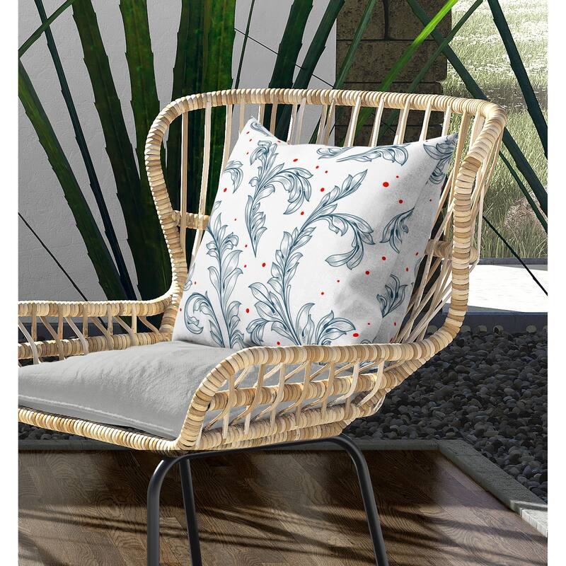 Petal Perfection Indoor/Outdoor Reversible Throw Pillow White and Blue