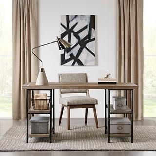 Industrial Grey Metal Frame Desk with Side Shelving - Bed Bath & Beyond ...