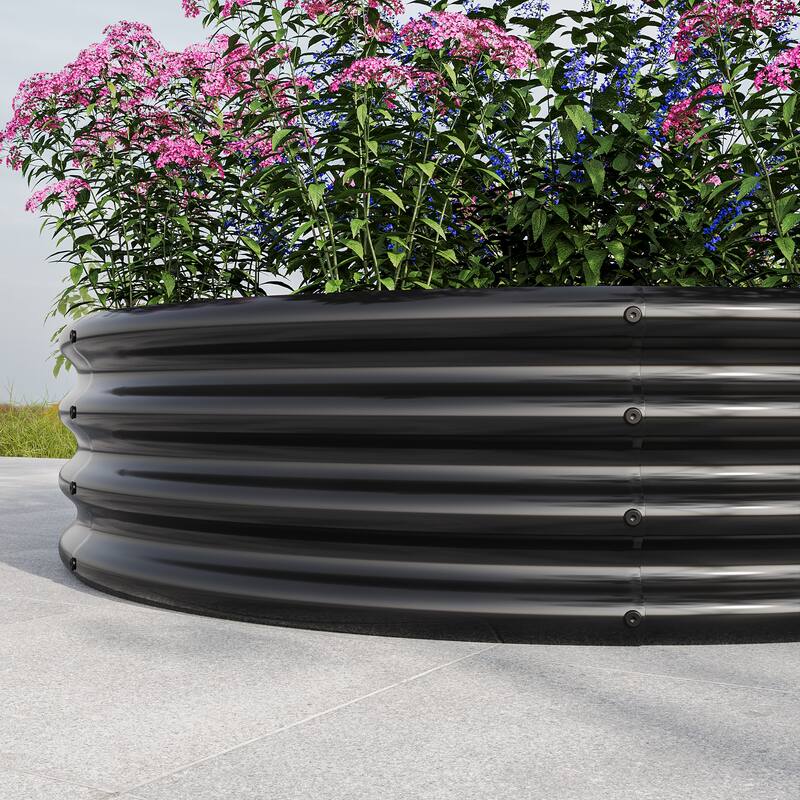 Black Metal Raised Garden Bed Set of 2 - 47" Square Outdoor Planter Boxes with Rust-Proof Coating